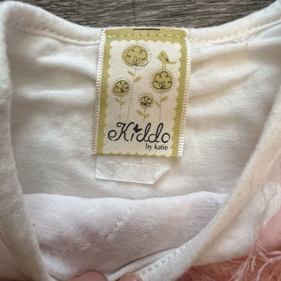 Kiddo by Katie Top Girls sz 2 3 Ivory Short Sleeve Pink Bow Crossover Back - Picture 6 of 6